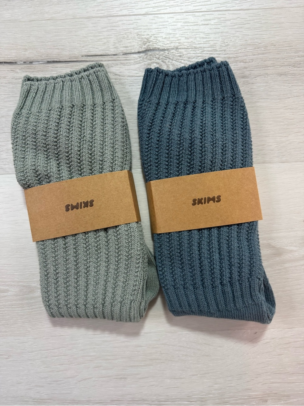NWT 2 pair SKIMS slouch socks, blue and sage